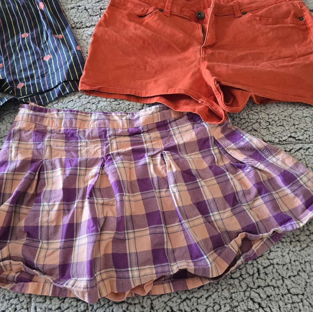 Plaid Skirt and Orange Shorts Set